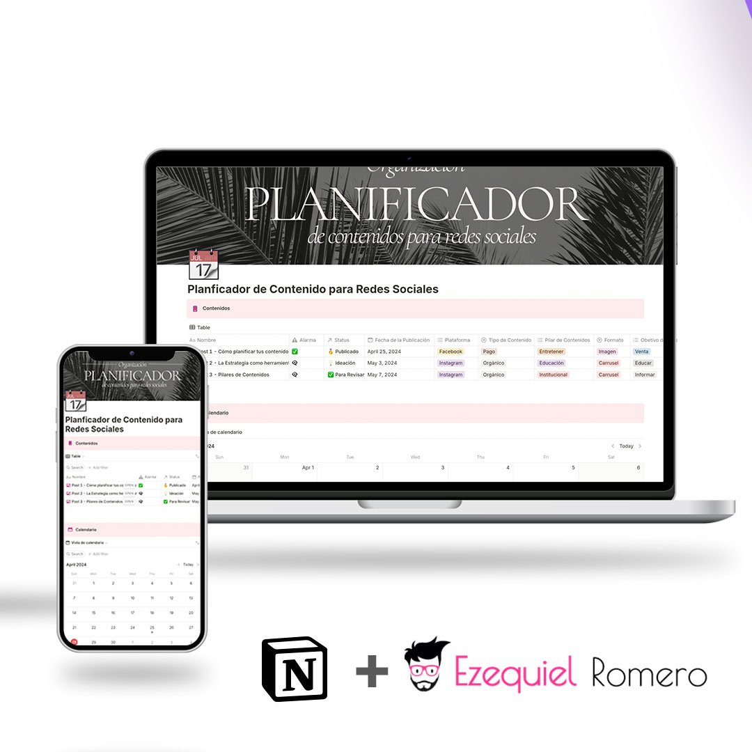 planificador de contenidos en Notion - Ezequiel Romero planificador de contenidos en Notion - Ezequiel Romero